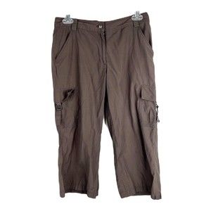 A&D AeroDrome Pants Women Medium Brown Cargo Cropped Solid Casual Bottoms